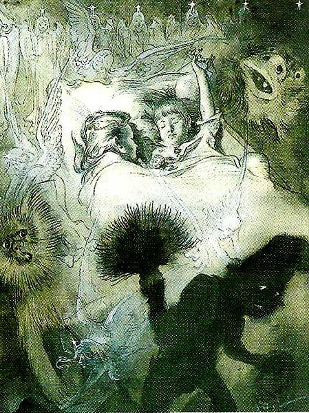 Carl Larsson drommar-drommarnde barn oil painting image